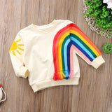 Pull arc-en-ciel à pompons