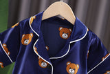 Ensemble pyjama imprimé ourson en satin pour garçon