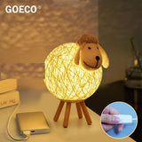 Lampe de Table LED en rotin et mouton