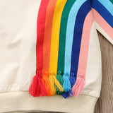 Pull arc-en-ciel à pompons
