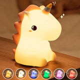Lampe led licorne en Silicone pour enfants, Rechargeable par USB
