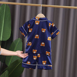 Ensemble pyjama imprimé ourson en satin pour garçon