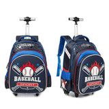 Cartable à roulettes style baseball avec sac à bandoulière et trousse