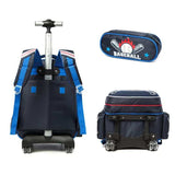 Cartable à roulettes style baseball avec sac à bandoulière et trousse