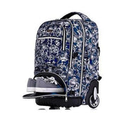 Sac roulettes noir multifonctions avec dessins de petits vélos blancs