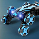 Voiture télécommandée bleue spéciale cascades pour enfant