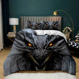 HOUSSE DE COUETTE ENFANT MOTIF DRAGON NOIR