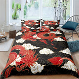 HOUSSE DE COUETTE ENFANT MOTIF DRAGON ROUGE ET NOIR
